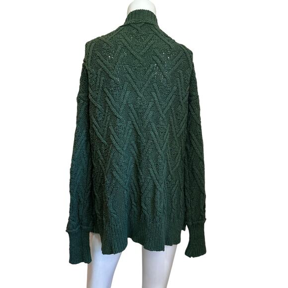 Free People Green Montana Cable Knit Chunky Oversized Cardigan Sweater sz XS - Picture 3 of 11